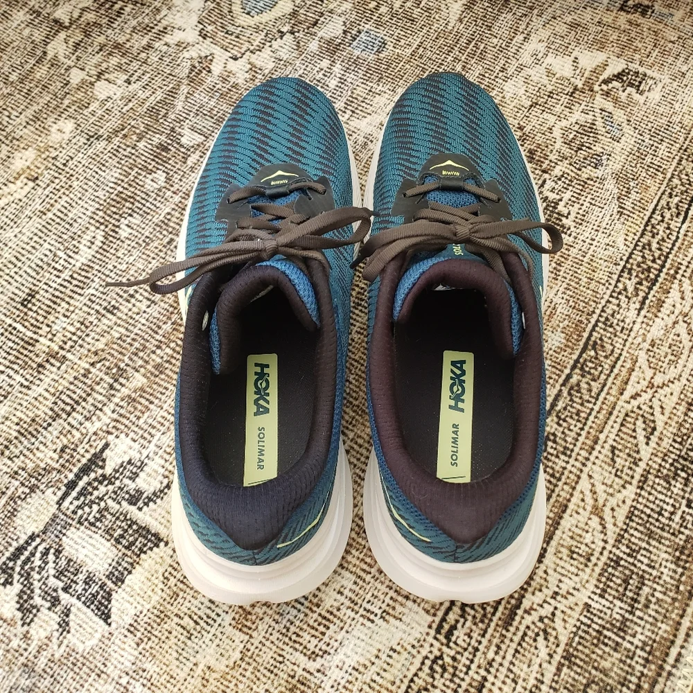 Men's HOKA Solimar One One Blue, Black Running Shoes 12 - Picture 3 of 5